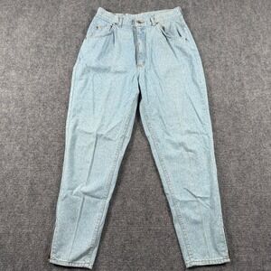 Lee Jeans Womens 27 Light Blue Acid Wash High Rise Pleated Ankle Zip Vintage 90s